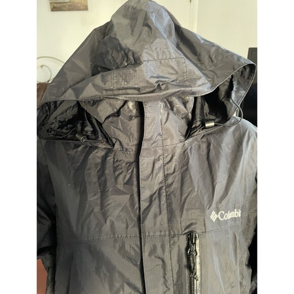 Columbia Rain Jacket Women’s  Black Pouration Hooded Breathable Venting SZ M - Picture 9 of 13